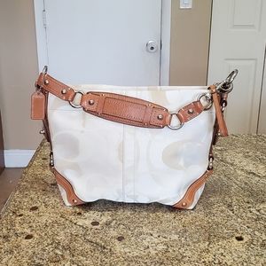 Coach Authentic Shoulder Bag in Beige, Cream, Khaki and Silver